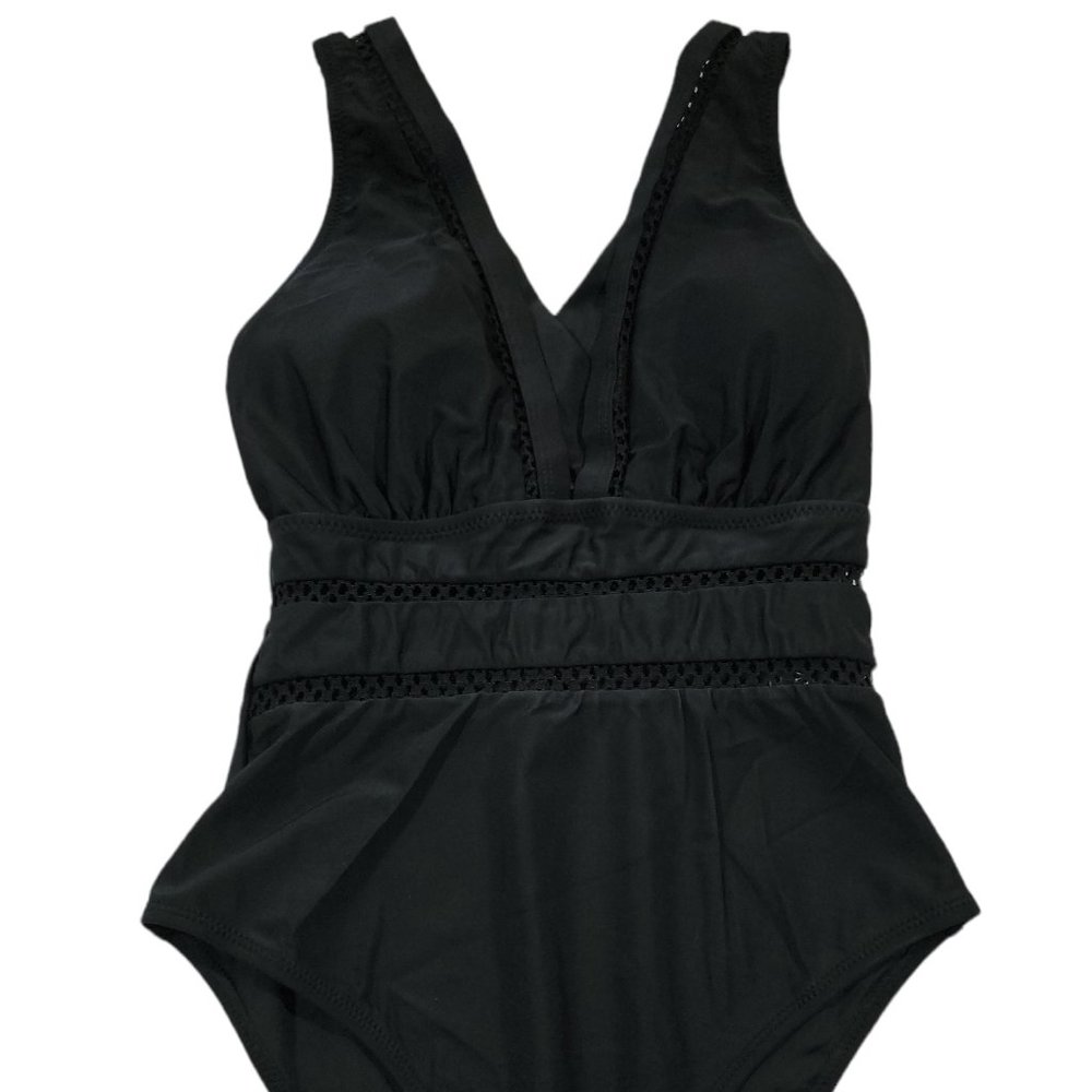Tempt Me Women One Piece Black Swimsuit Plunge V Neck (Size US S) - Picture 3 of 8